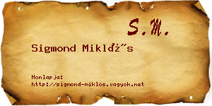 Sigmond Miklós névjegykártya